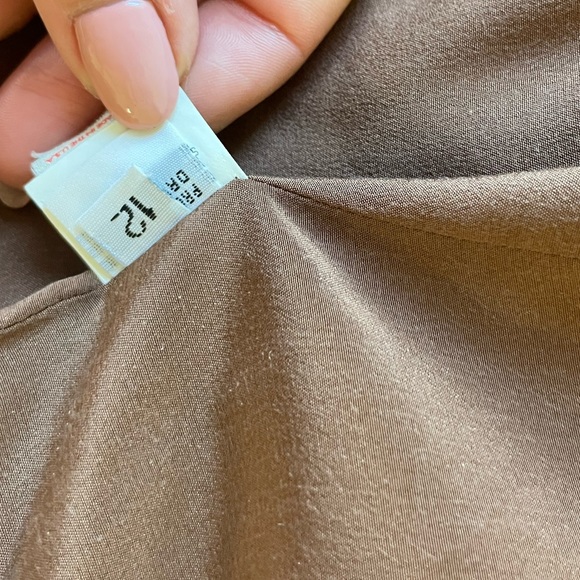 Oscar De La Renta 100% Leather + Silk Brown Jacket - Picture 5 of 6